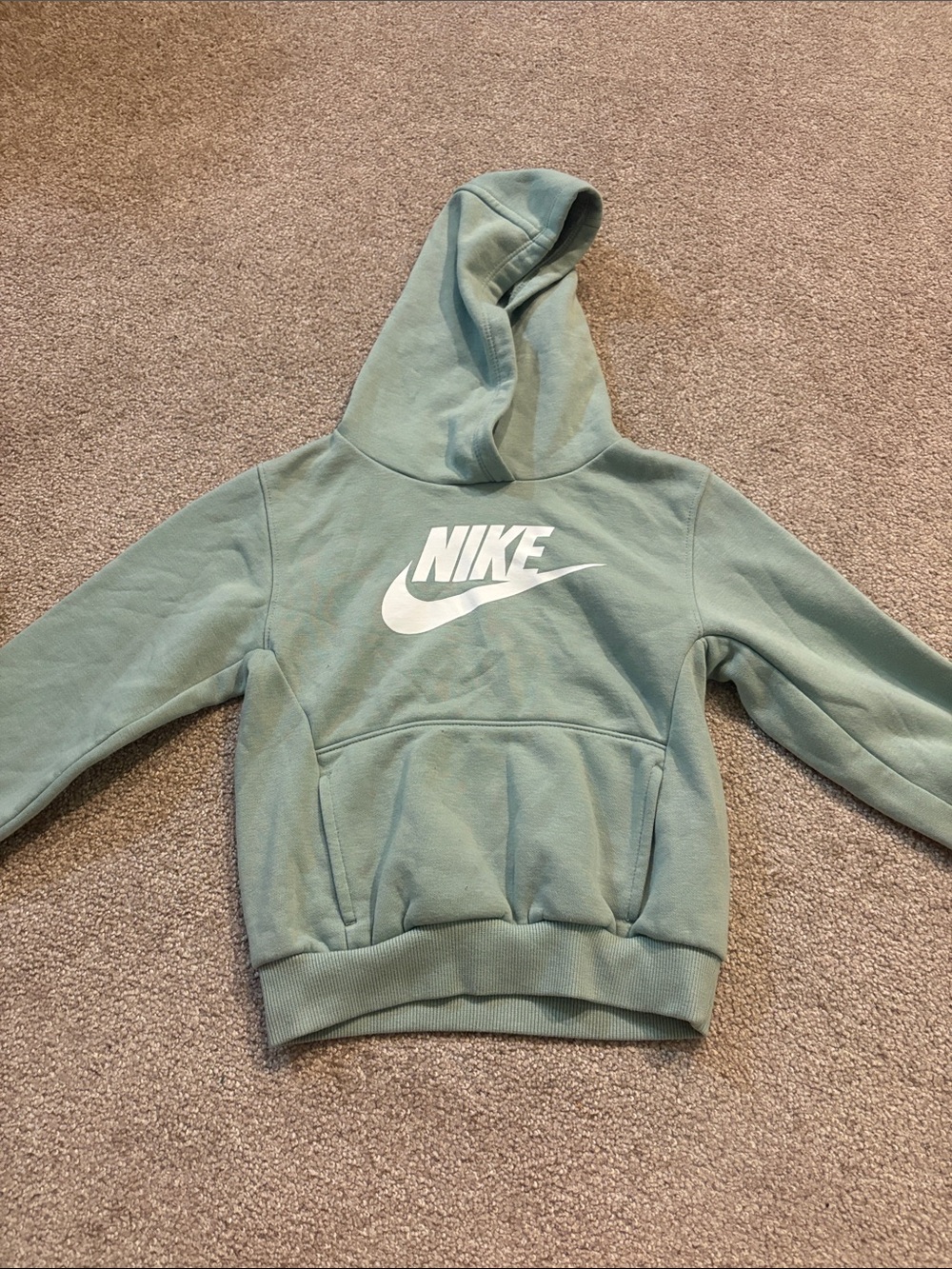 Nike Kids Light Sage Green Hoodie with White Logo
